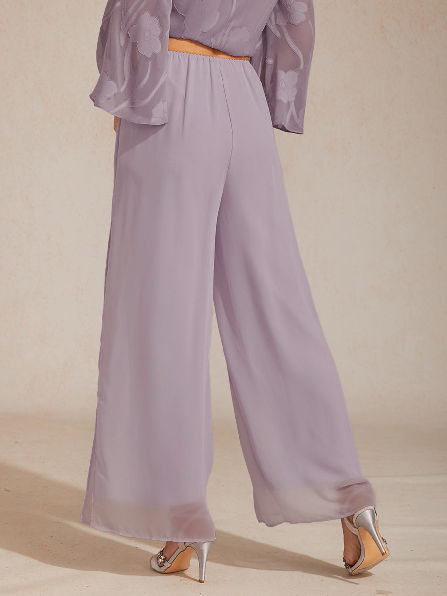 Hose mit geradem Bein und Chiffon-Überzug mit Schlitz am Bein