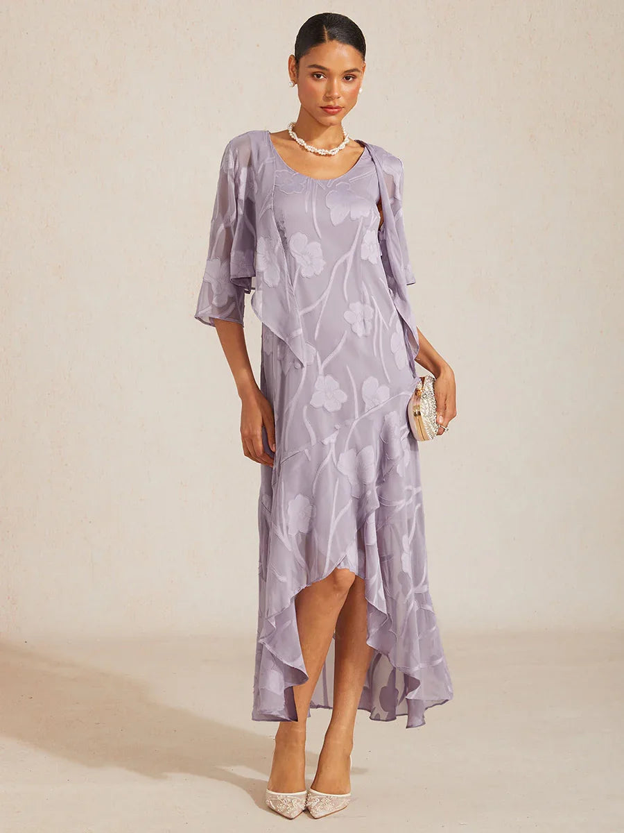 Floral Sheer Chiffon 3/4 Sleeve Shrug