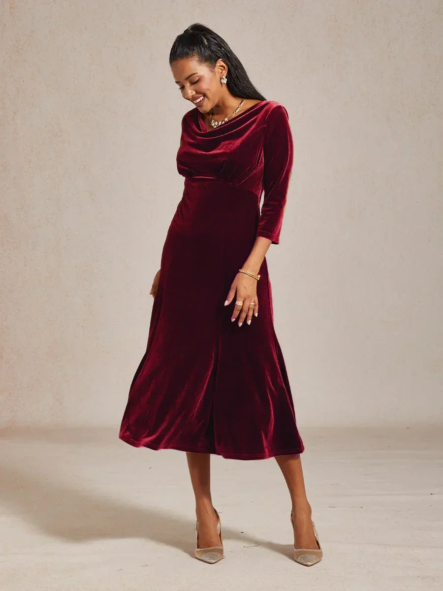 Midikleid aus hochelastischem Samt