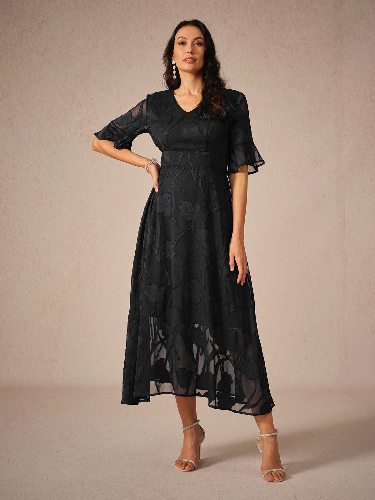 Floral Midi Semi Formal Dress