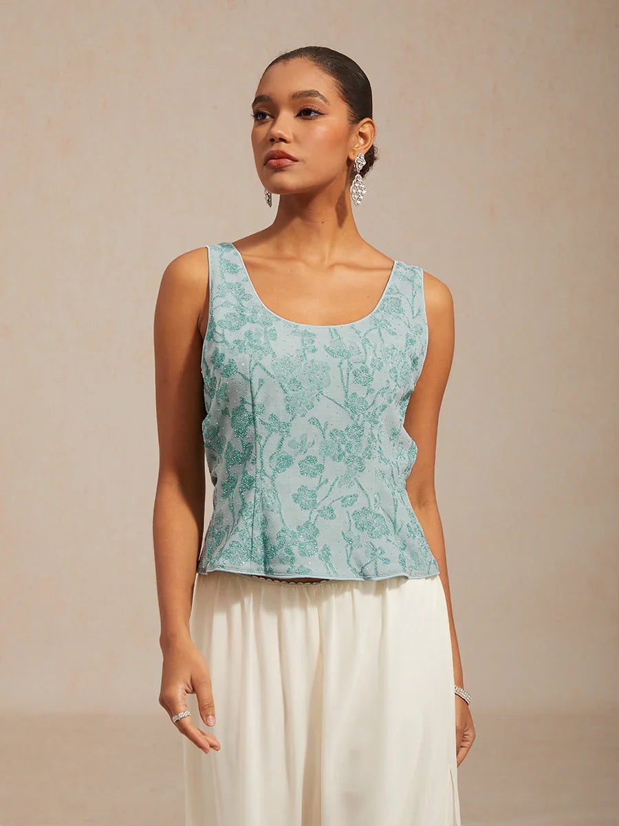 Elegantes Twinset mit Stehkragen und Strass-verziertem Zebra-Print