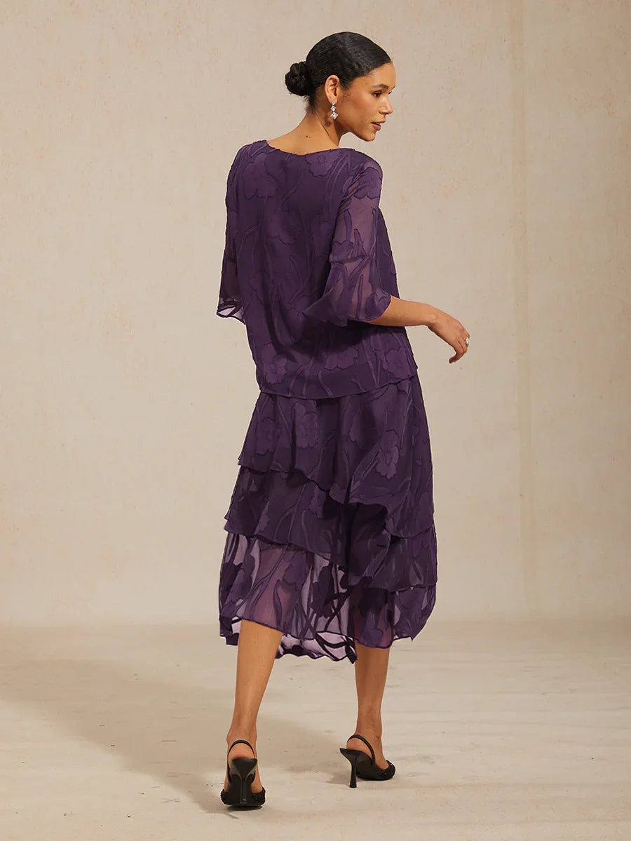 Dressy Chiffon Asymmetric Hem Tops And Skirts Suit
