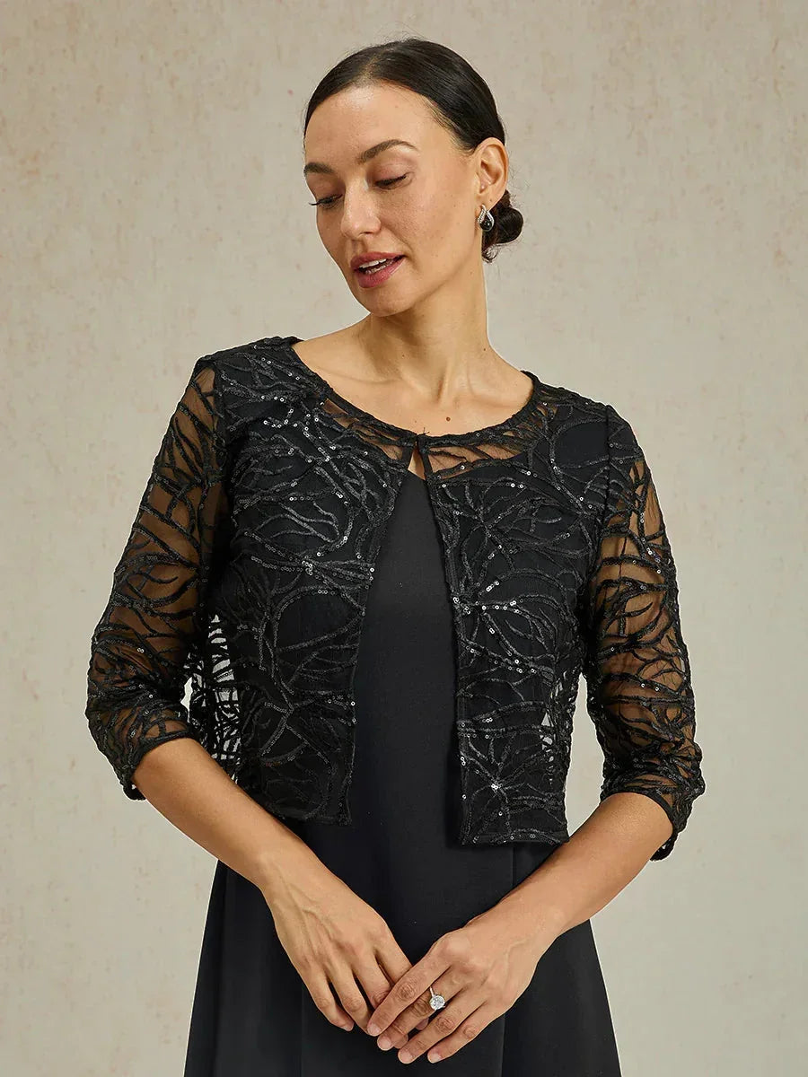 Jacke aus Spitze mit Paillettenstickerei