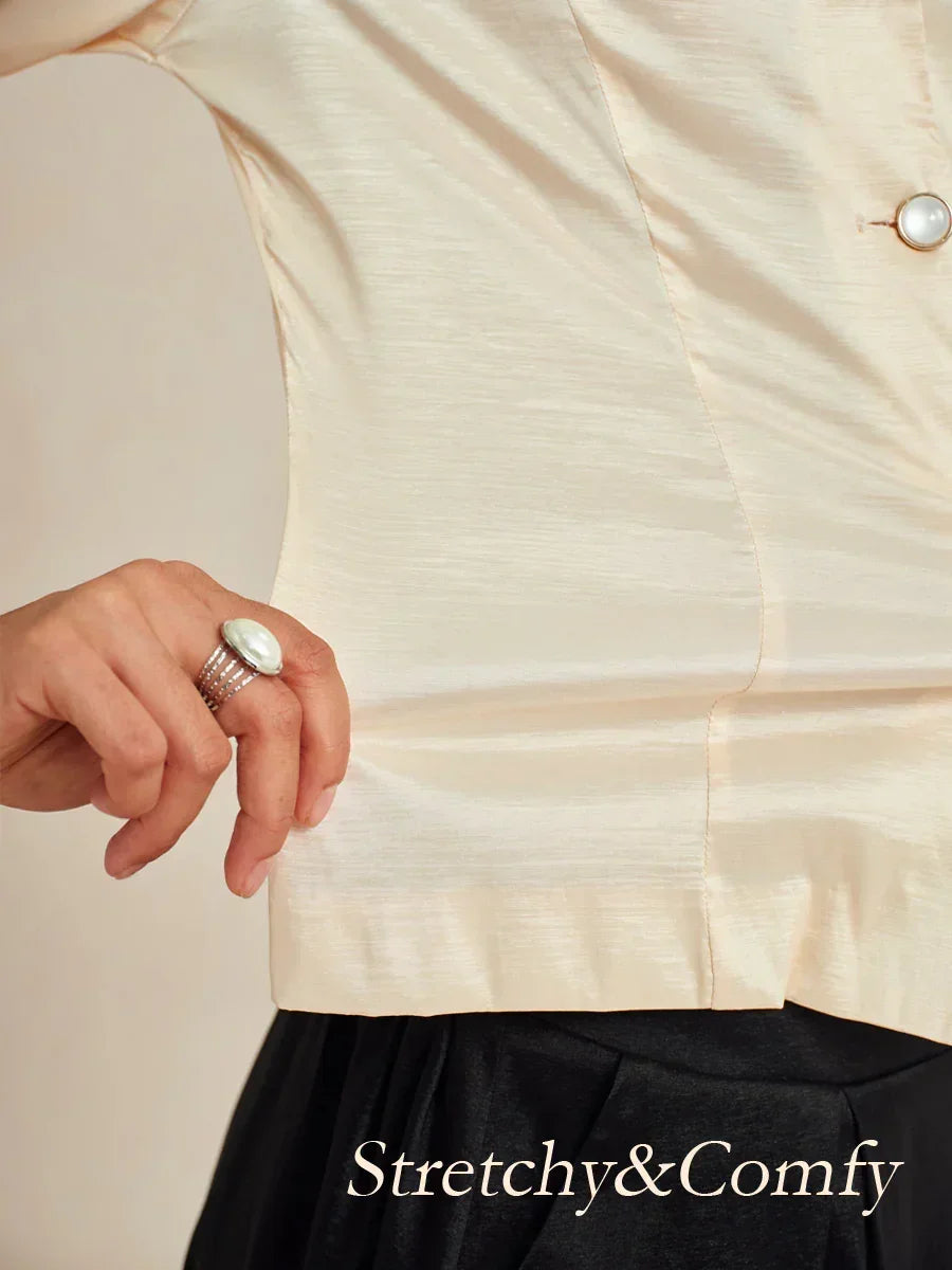 Stretch-Bluse mit 3/4-Ärmeln und schimmerndem Muster