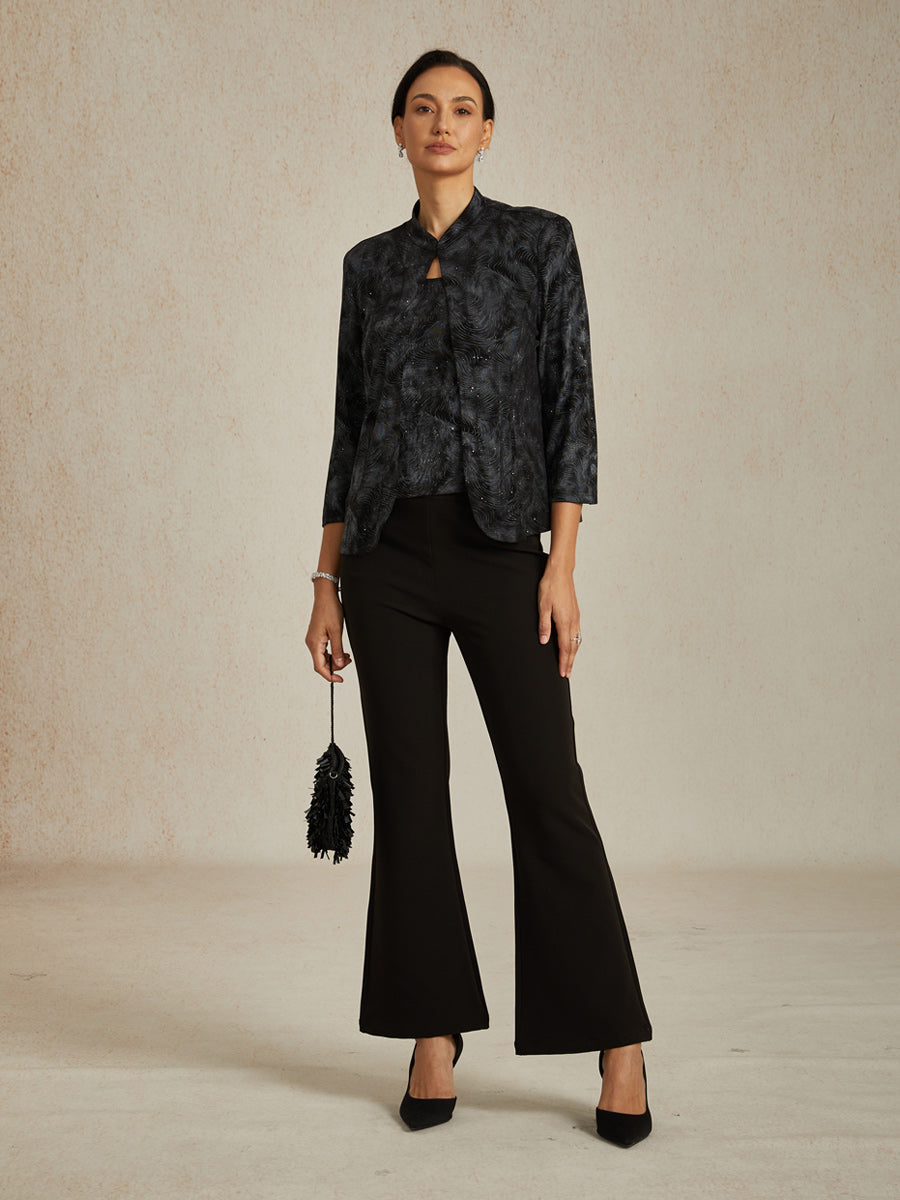 Glitter Knit Mandarin Jacket and Tank Twinset