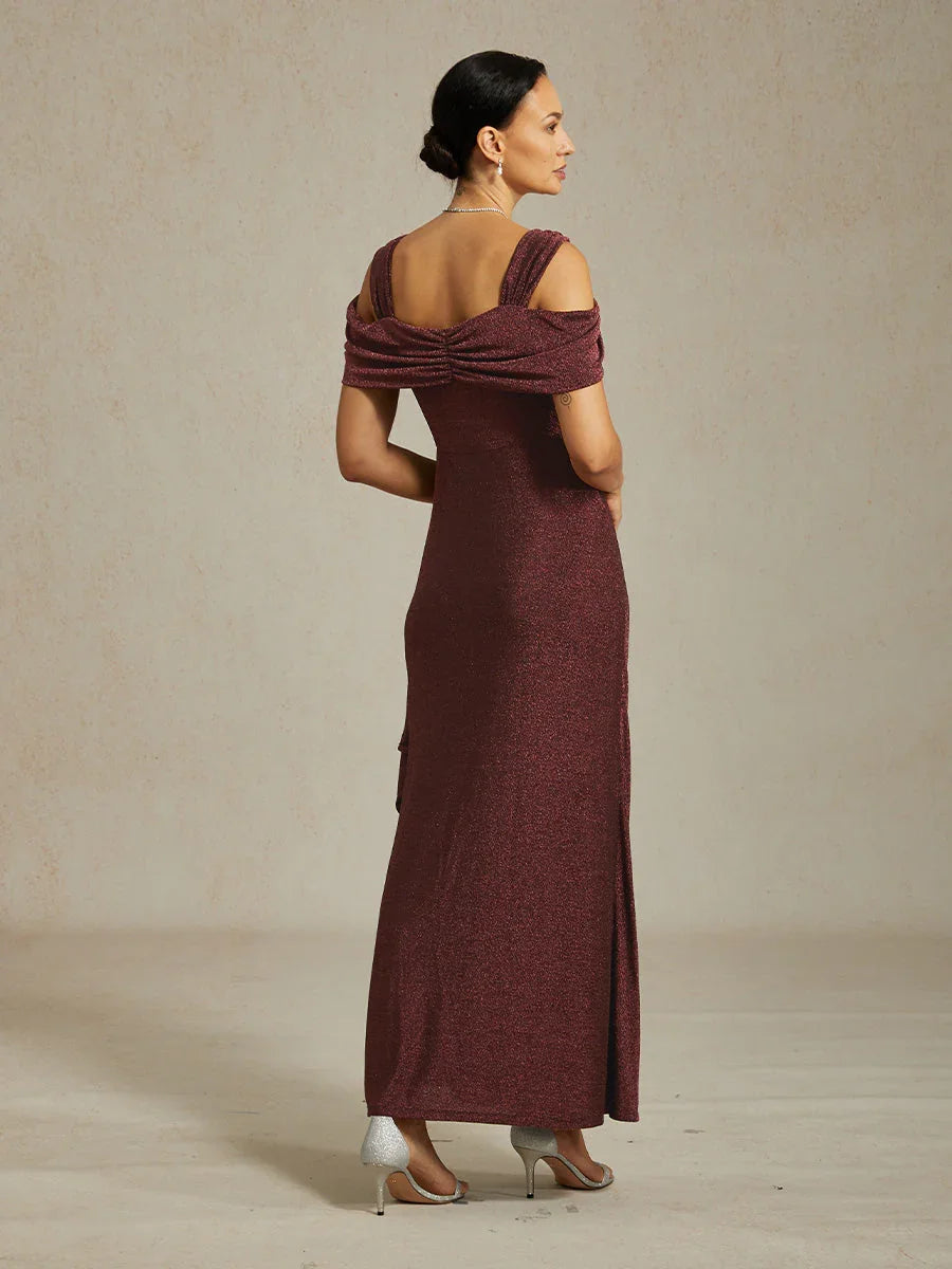 Cold Shoulder Glitter Mesh Kjole