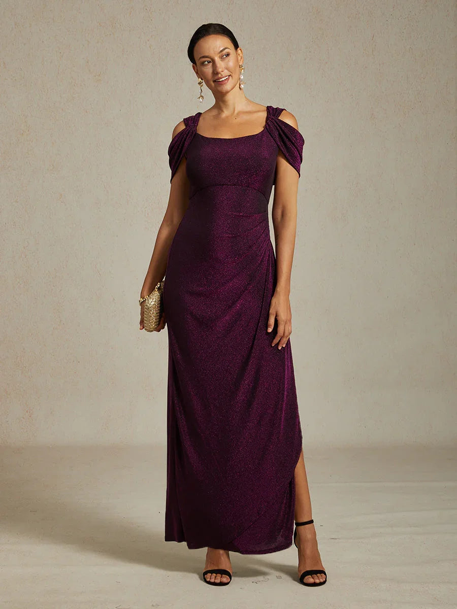 Cold Shoulder Glitter Metallic Knit Dress