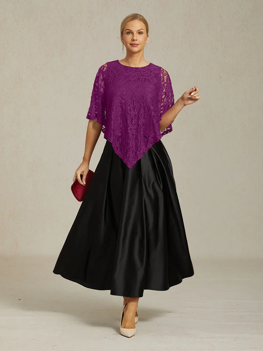 Top elegante de encaje con mangas murciélago