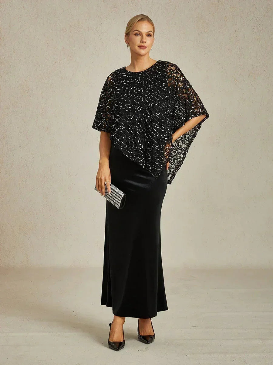 Top elegante de encaje con mangas murciélago