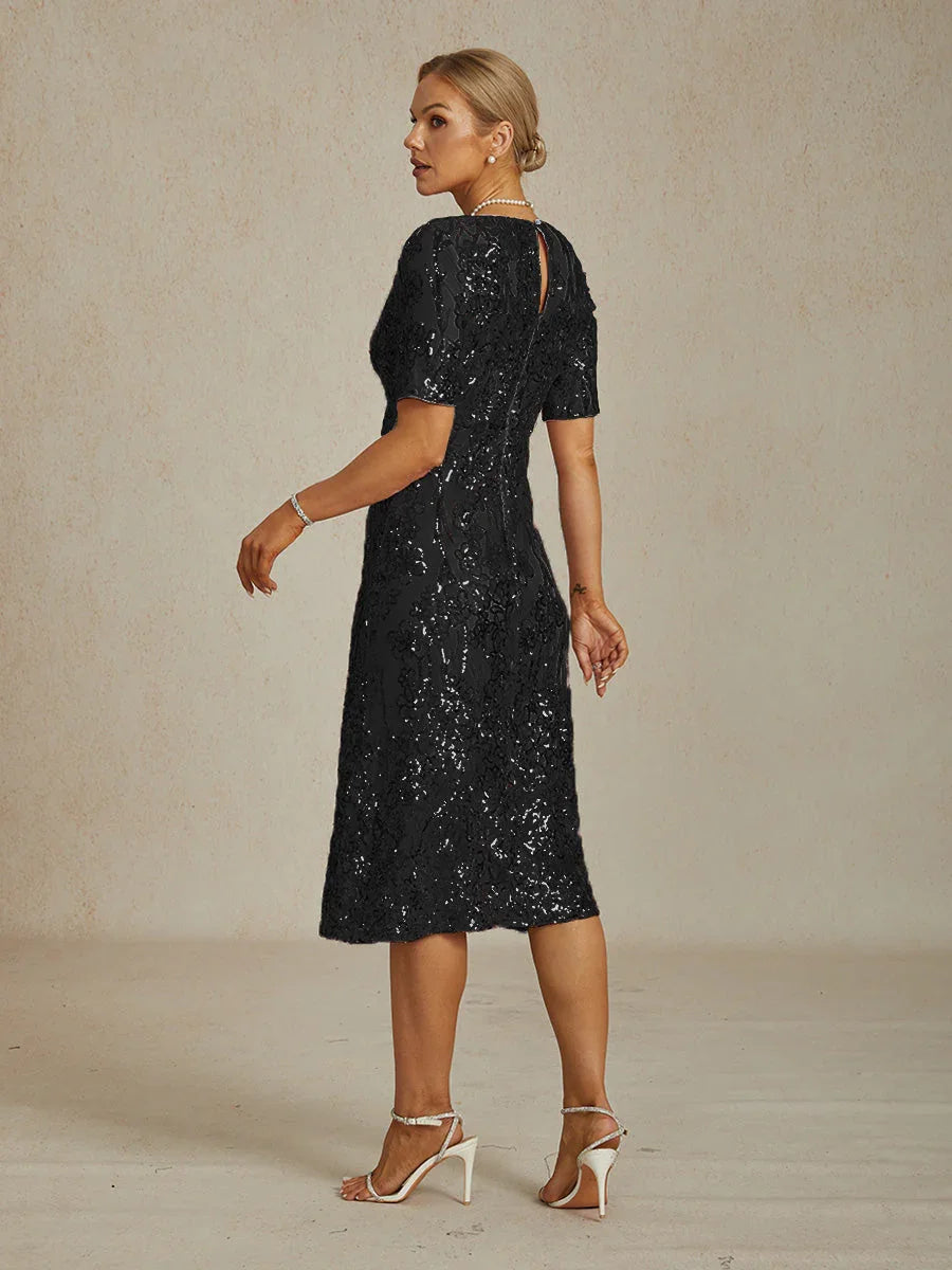 Elegantes kurzes Paillettenkleid mit V-Ausschnitt