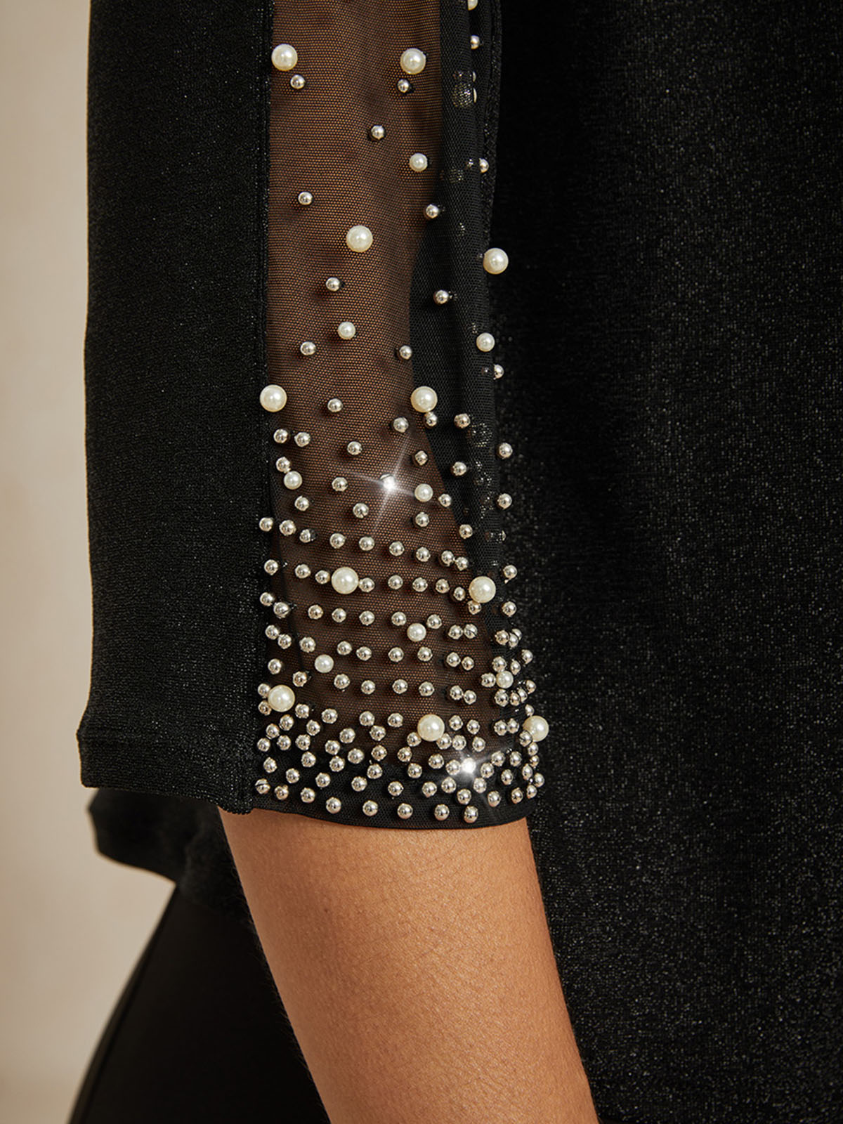 Beaded Metallic Knit Blouse