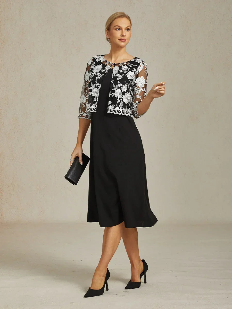 Floral Embroidered Lace Jacket Dress