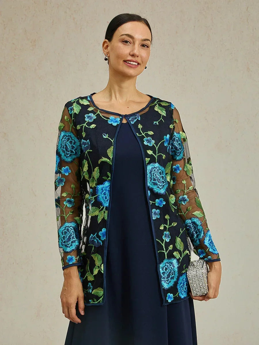 Jacke aus Spitze mit Blumenstickerei