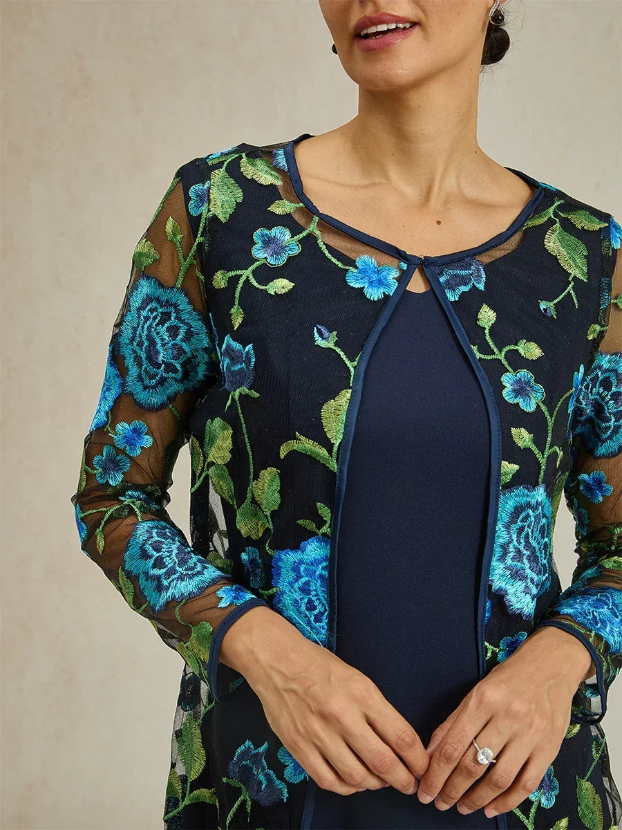 Jacke aus Spitze mit Blumenstickerei