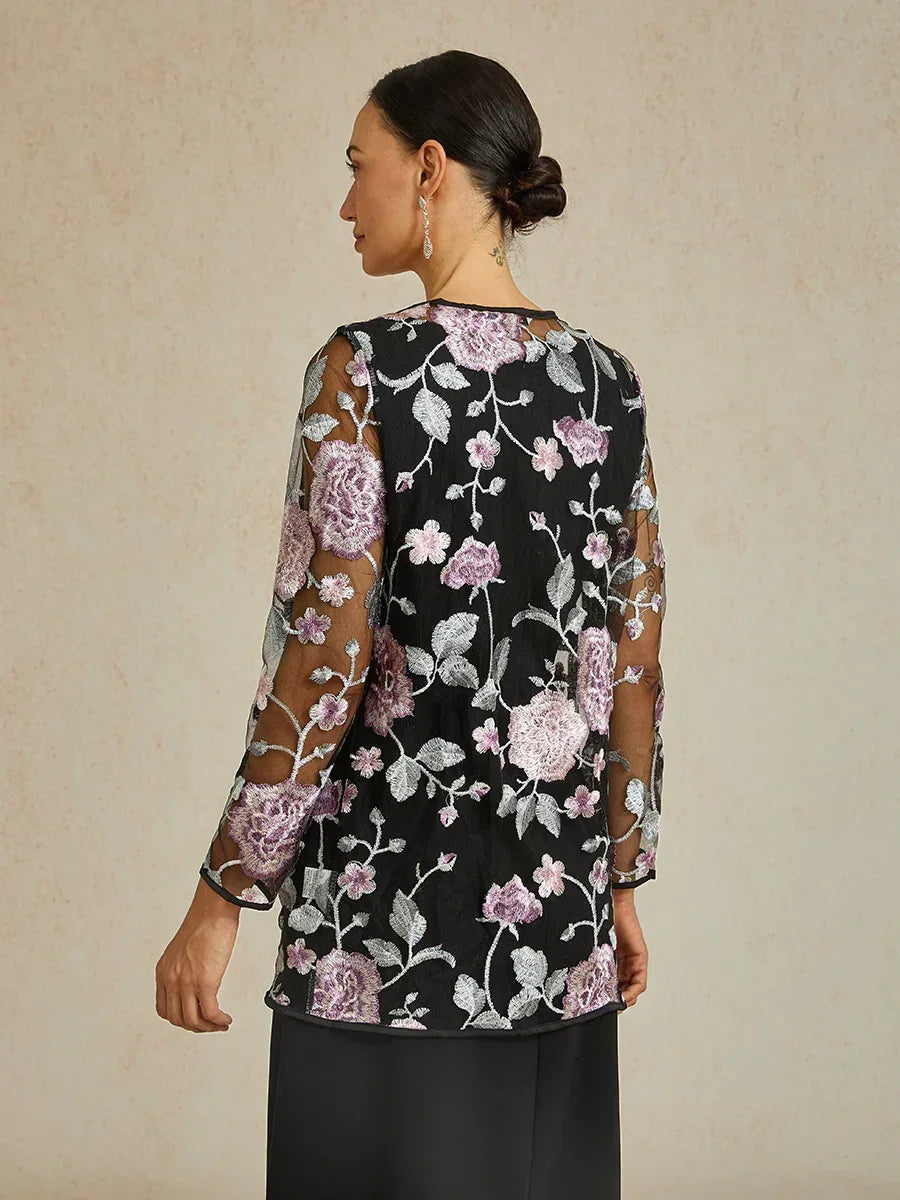Jacke aus Spitze mit Blumenstickerei