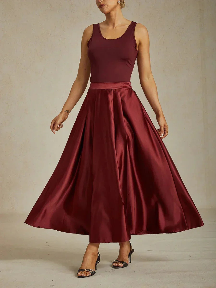 Jupe De Bal Formelle En Satin A-Line Avec Poches