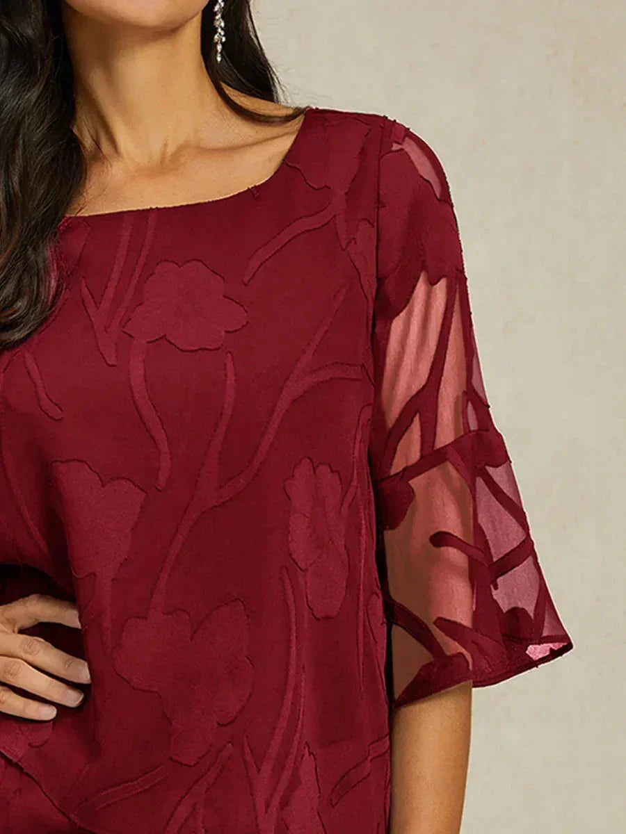 Dressy Chiffon Asymmetric Hem Blouse
