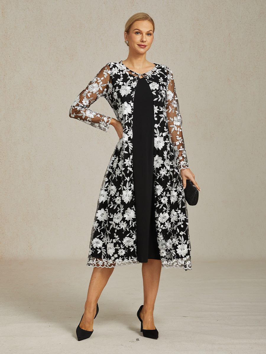 Lace Embroidered Floral Dress Set