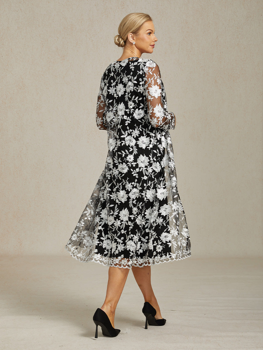 Lace Embroidered Floral Dress Set