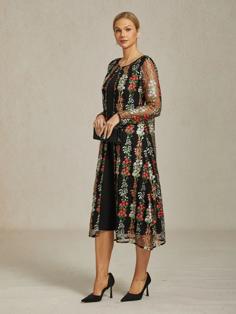 Long Floral Embroidered Lace Jacket