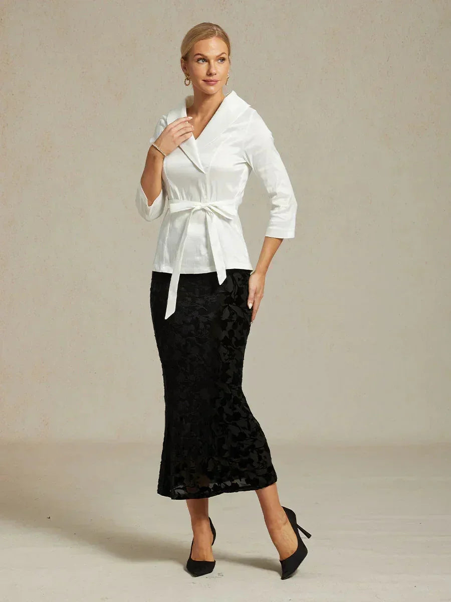 Long Floral Velvet Skirt with Fishtail