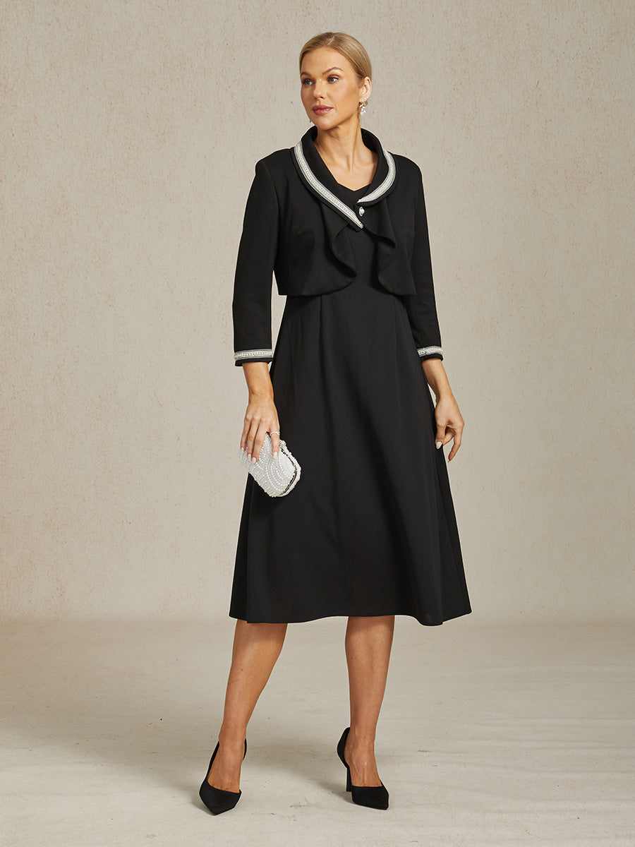 Elegant Stretch Beaded Jacket with Two-Way Styling