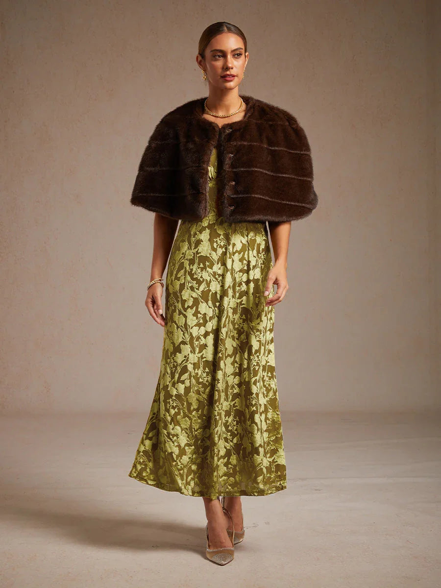 V-Neck Velvet Floral Maxi Dress