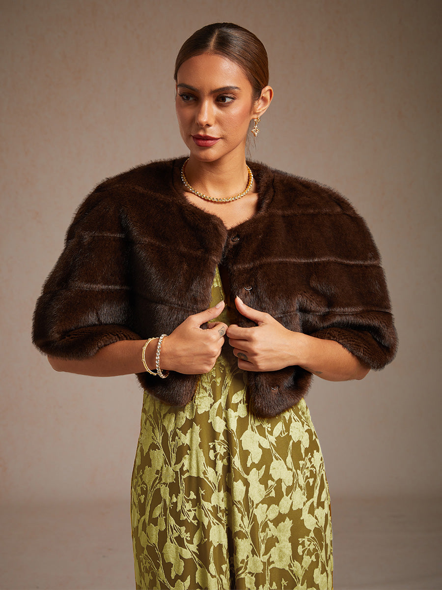 V-Neck Velvet Floral Maxi Dress