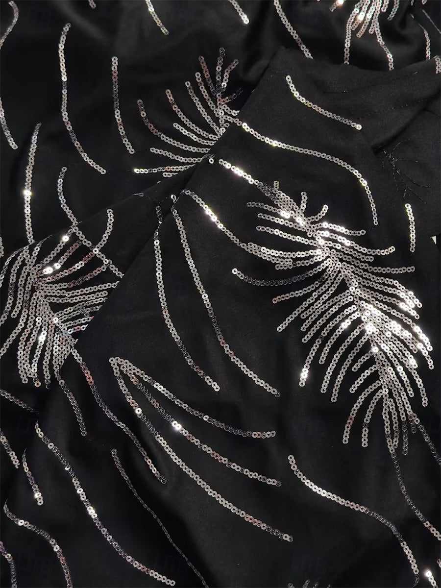 Top da sera senza maniche con paillettes