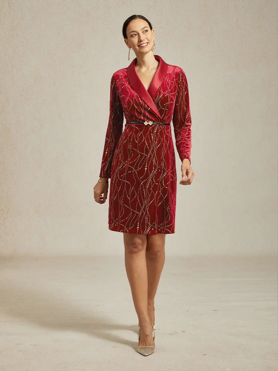 Velvet Blazer Dress with Satin Lapel and Belt