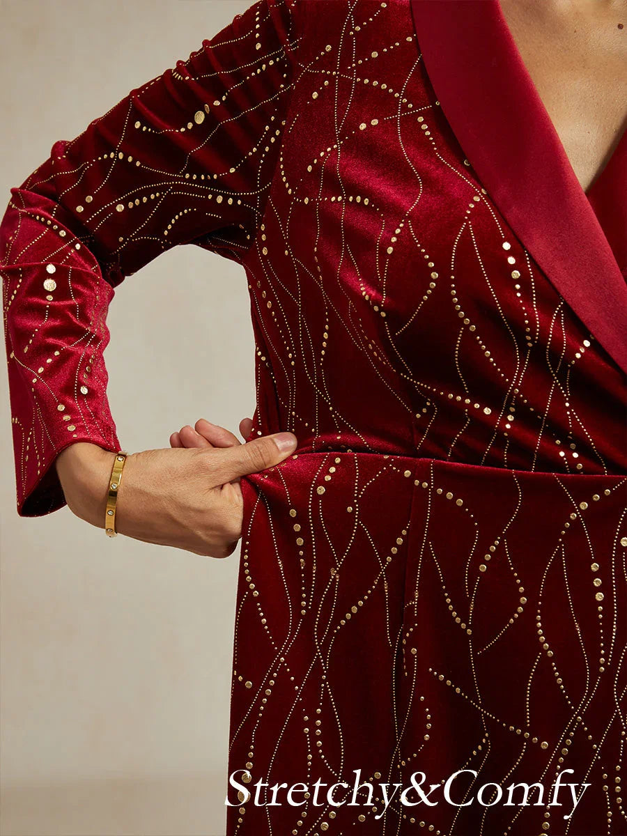 Velvet Blazer Dress with Satin Lapel and Belt