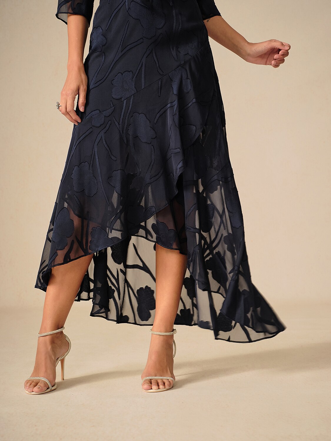 Floral Chiffon Evening Dress with Shawl