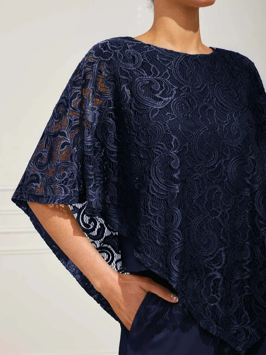 Elegantes Spitzentop mit Fledermausärmeln