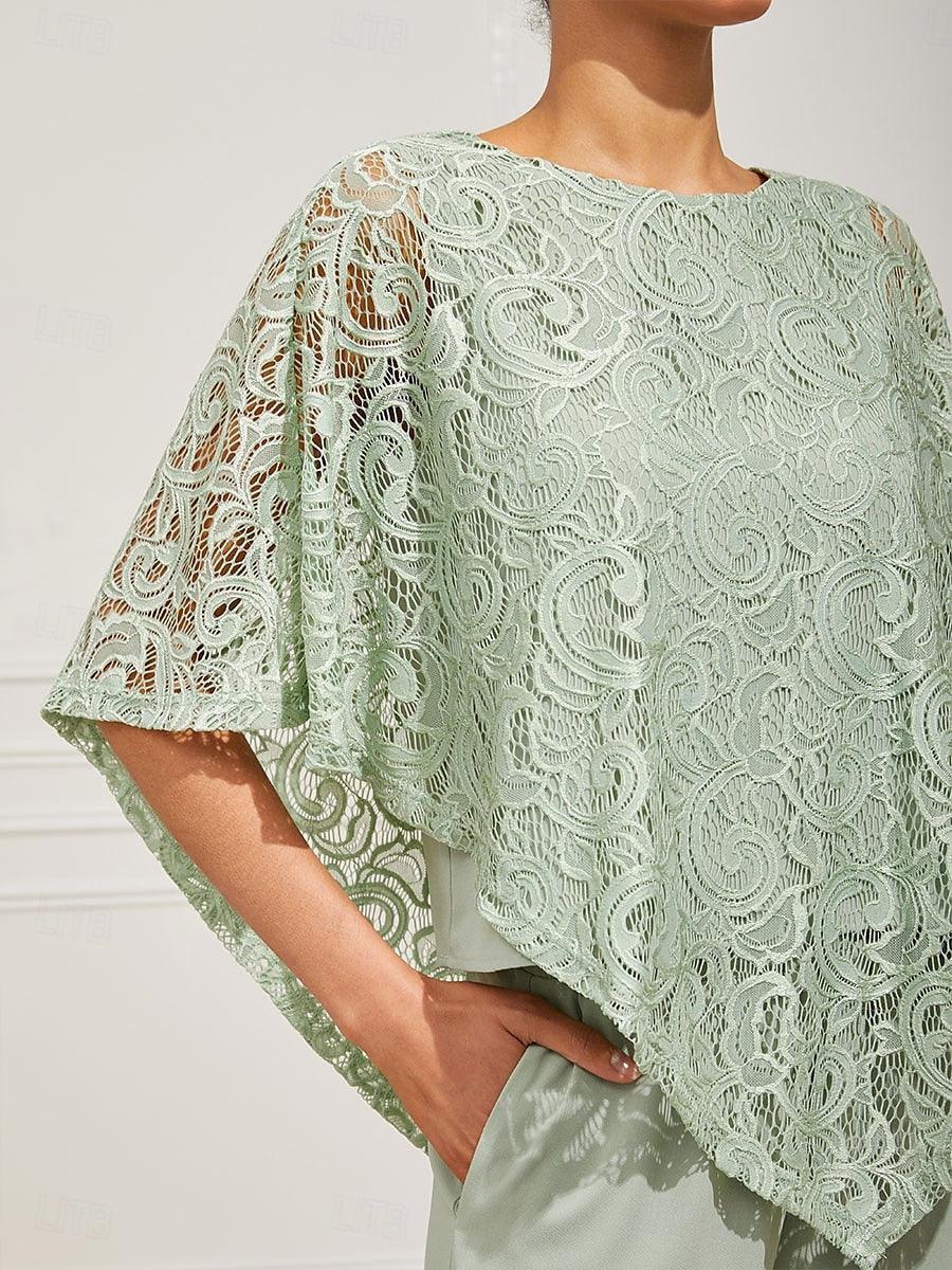 Elegantes Spitzentop mit Fledermausärmeln