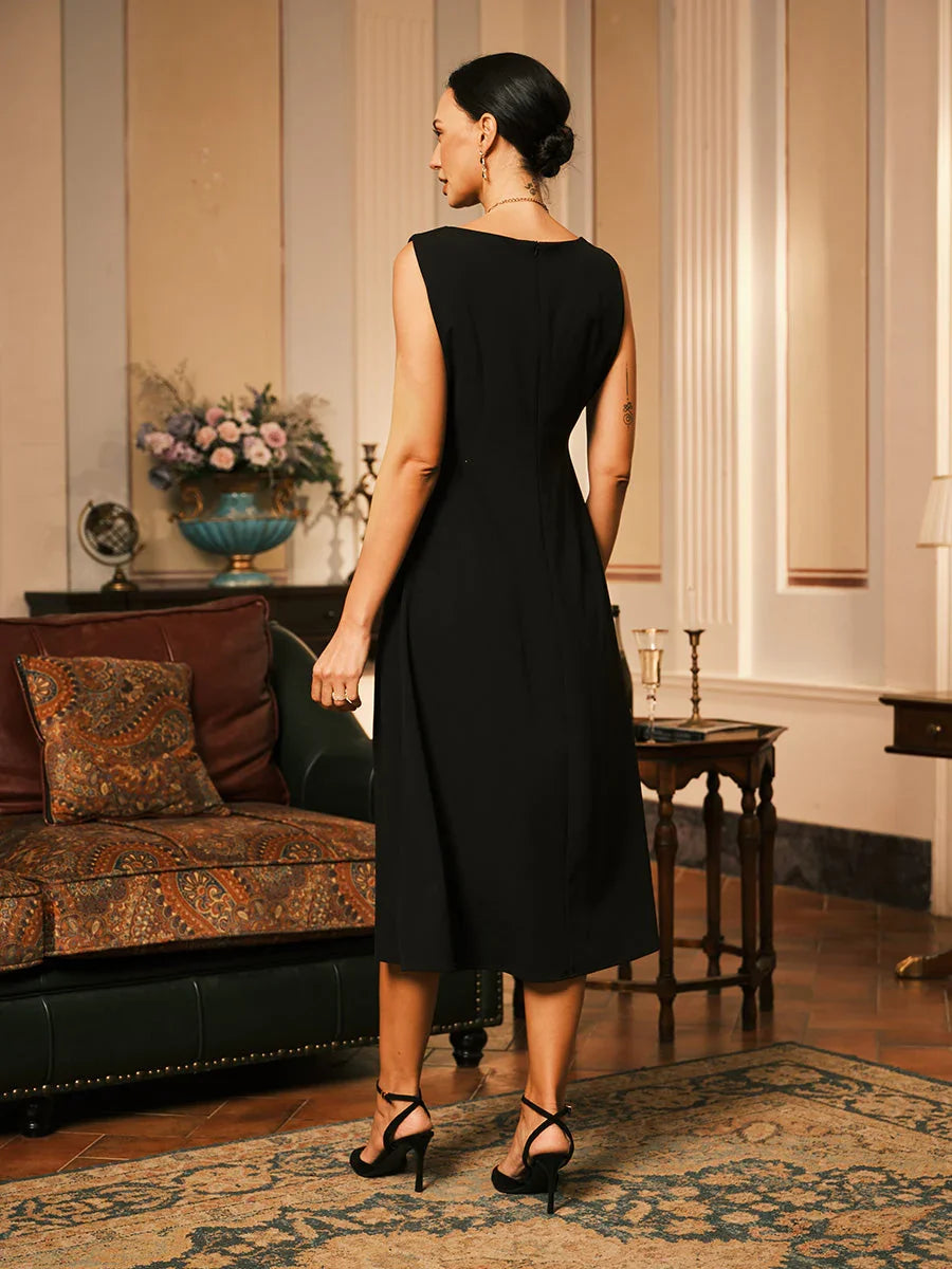Robe trapèze avec veste en dentelle brodée