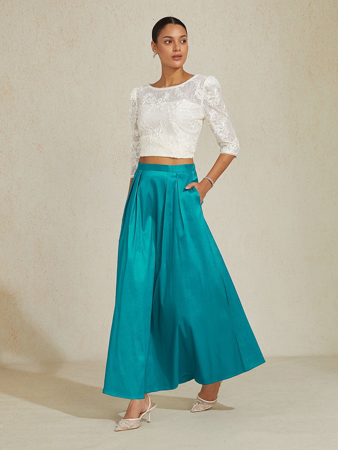 Stretch Taffeta Maxi Skirts