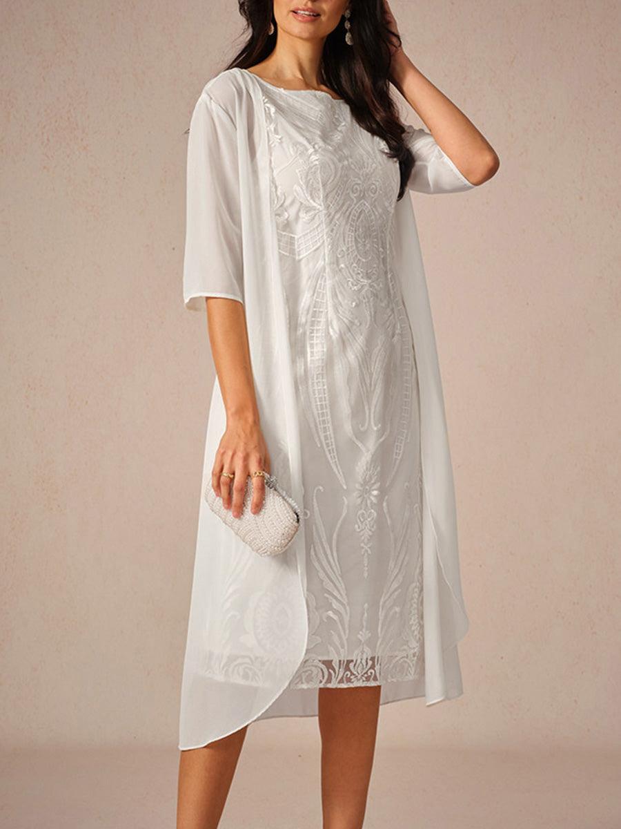 Leichtes Chiffon-Hochzeits-Coverup mit halben Ärmeln