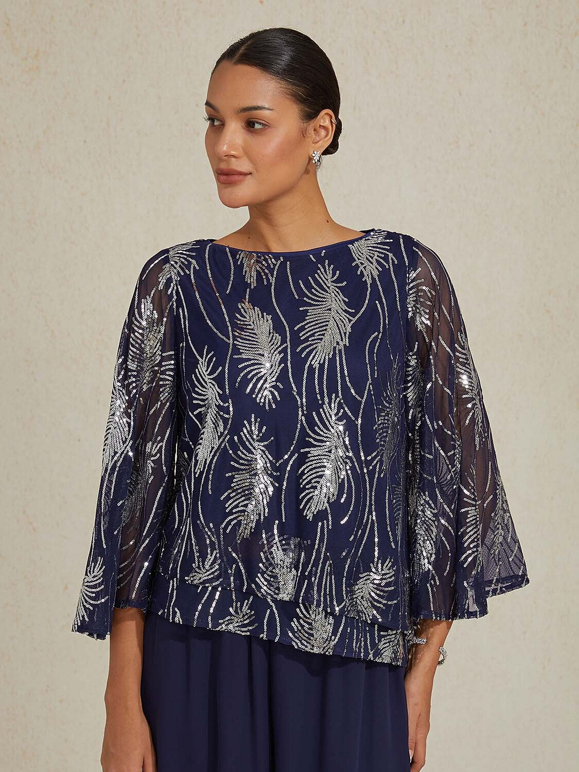 Sequins Feather Layered Blouses