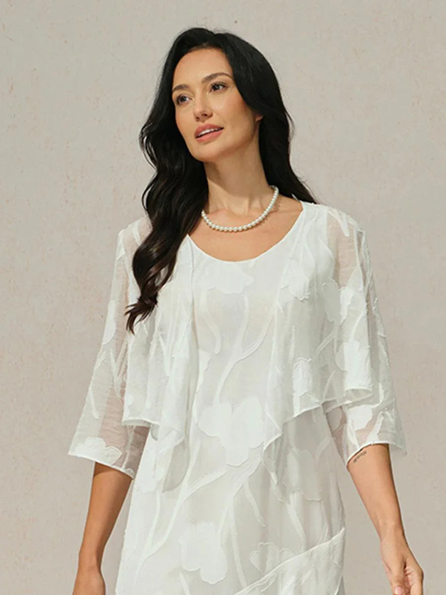 Floral Sheer Chiffon 3/4 Sleeve Cardigan