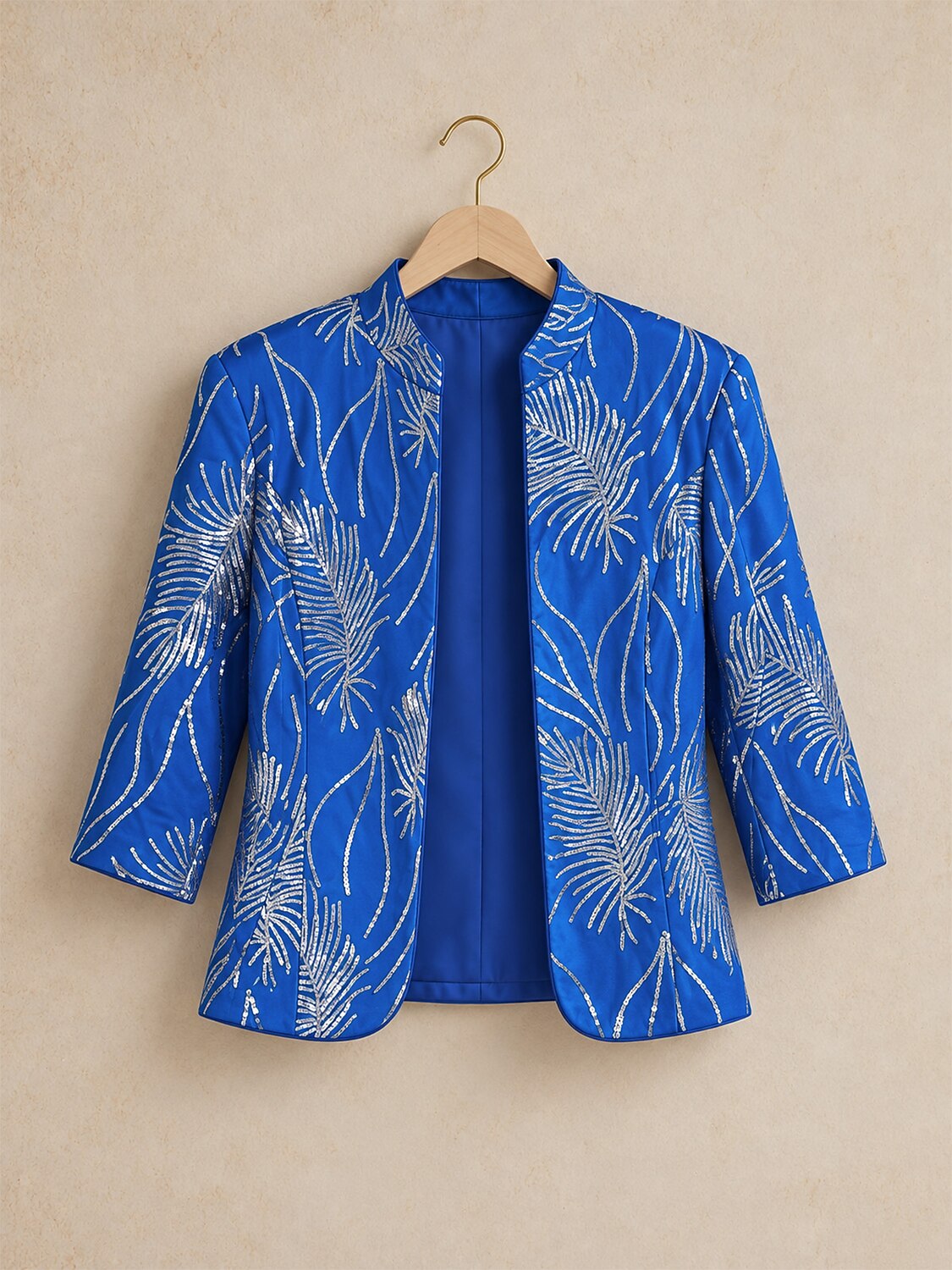 Feather Sequin Embellished Jacket