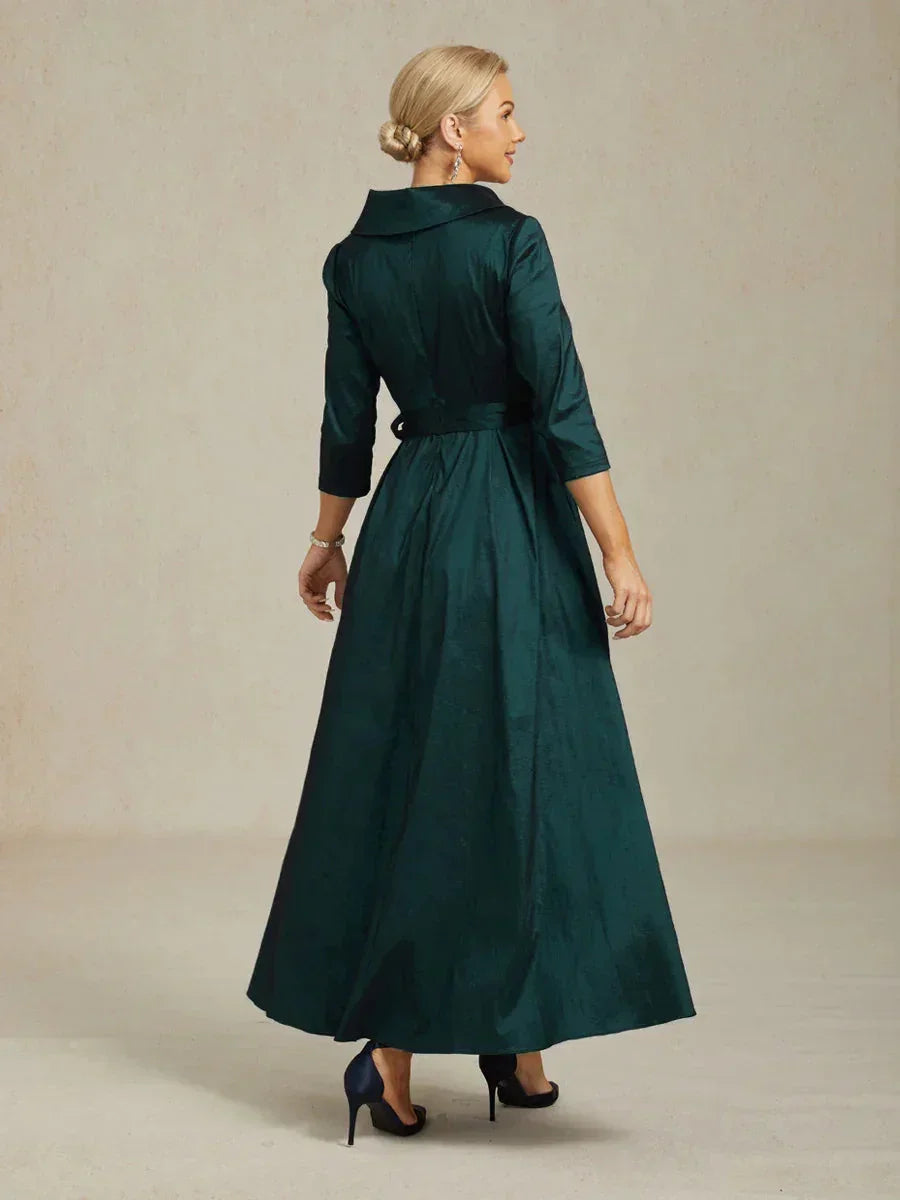 High Low Taffeta Cocktail Dress with Tie Belt