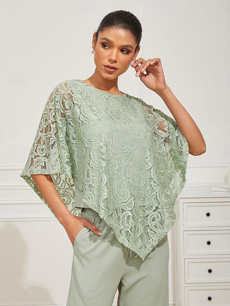 Elegantes Spitzentop mit Fledermausärmeln