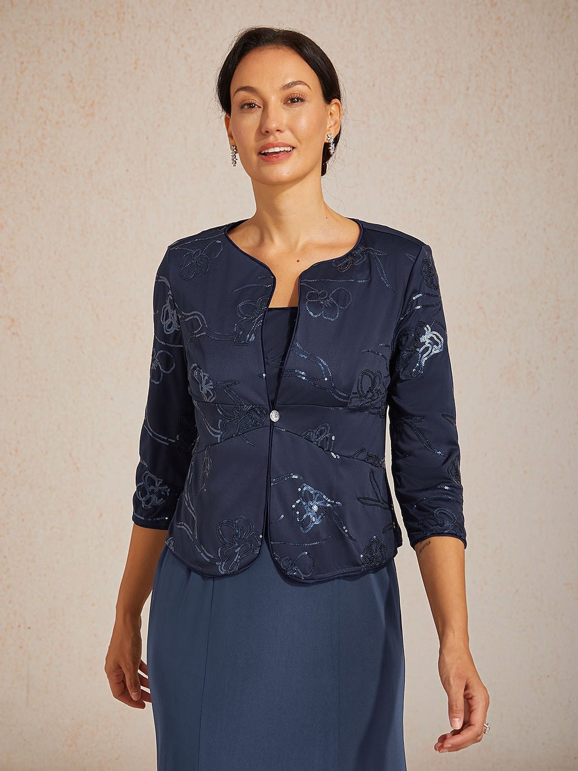 Midikleid mit Paillettenstickerei