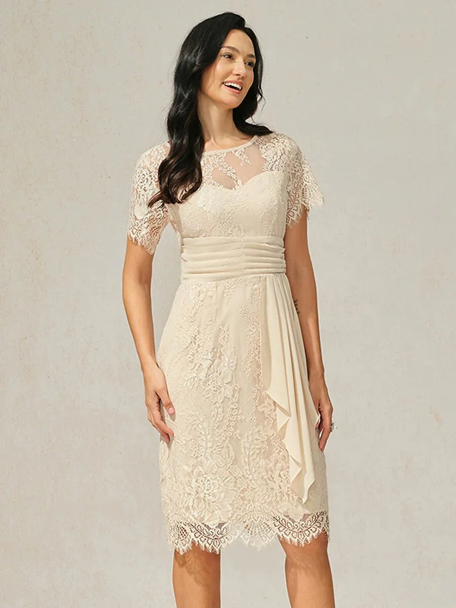 Lace Trim Chiffon Dress