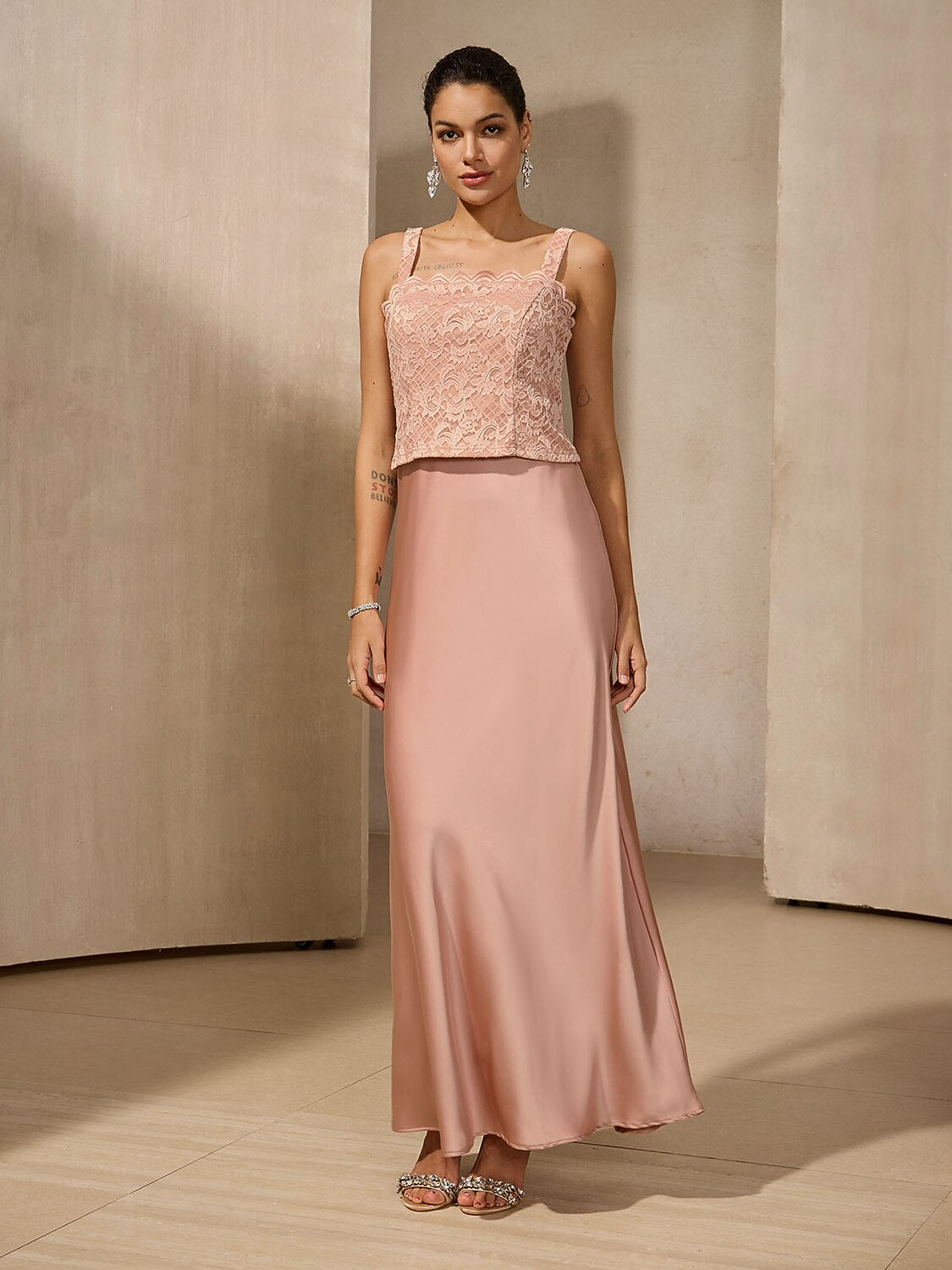 Abito Maxi con Giacca in Pizzo