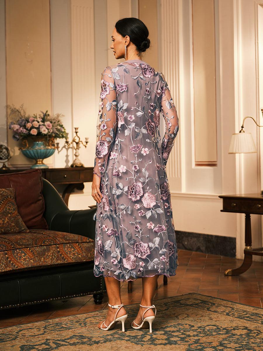 Veste longue en dentelle brodée de fleurs