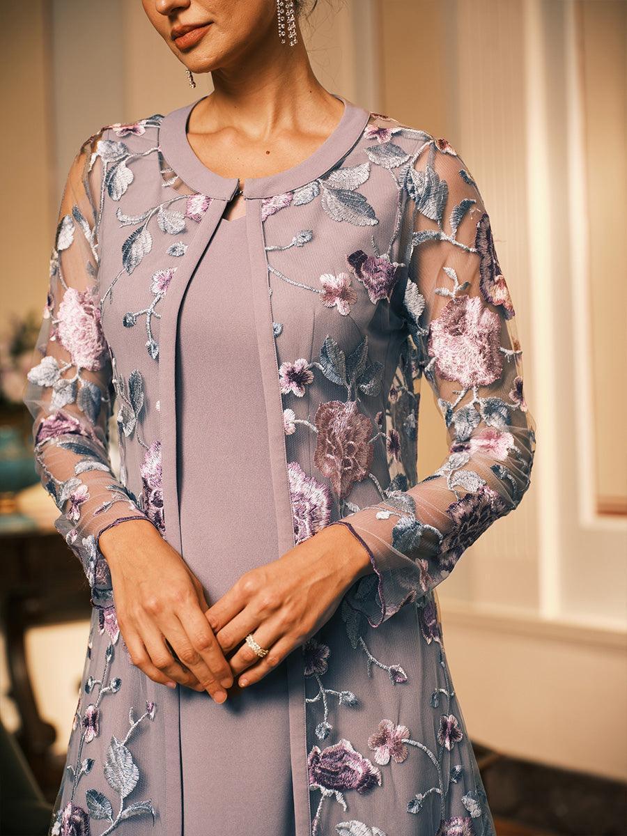 Veste longue en dentelle brodée de fleurs
