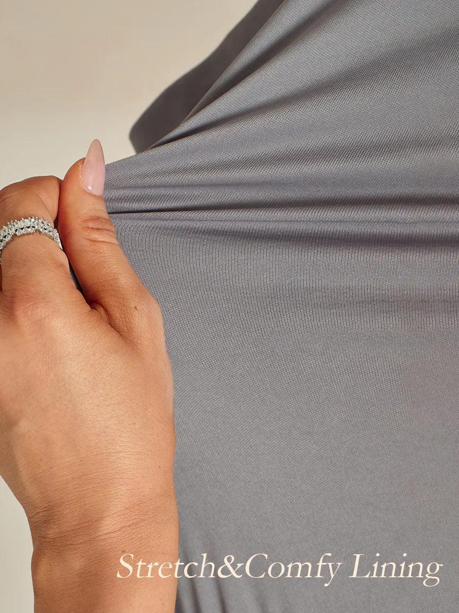 Elegantes Paillettenkleid mit V-Ausschnitt und kalten Schultern