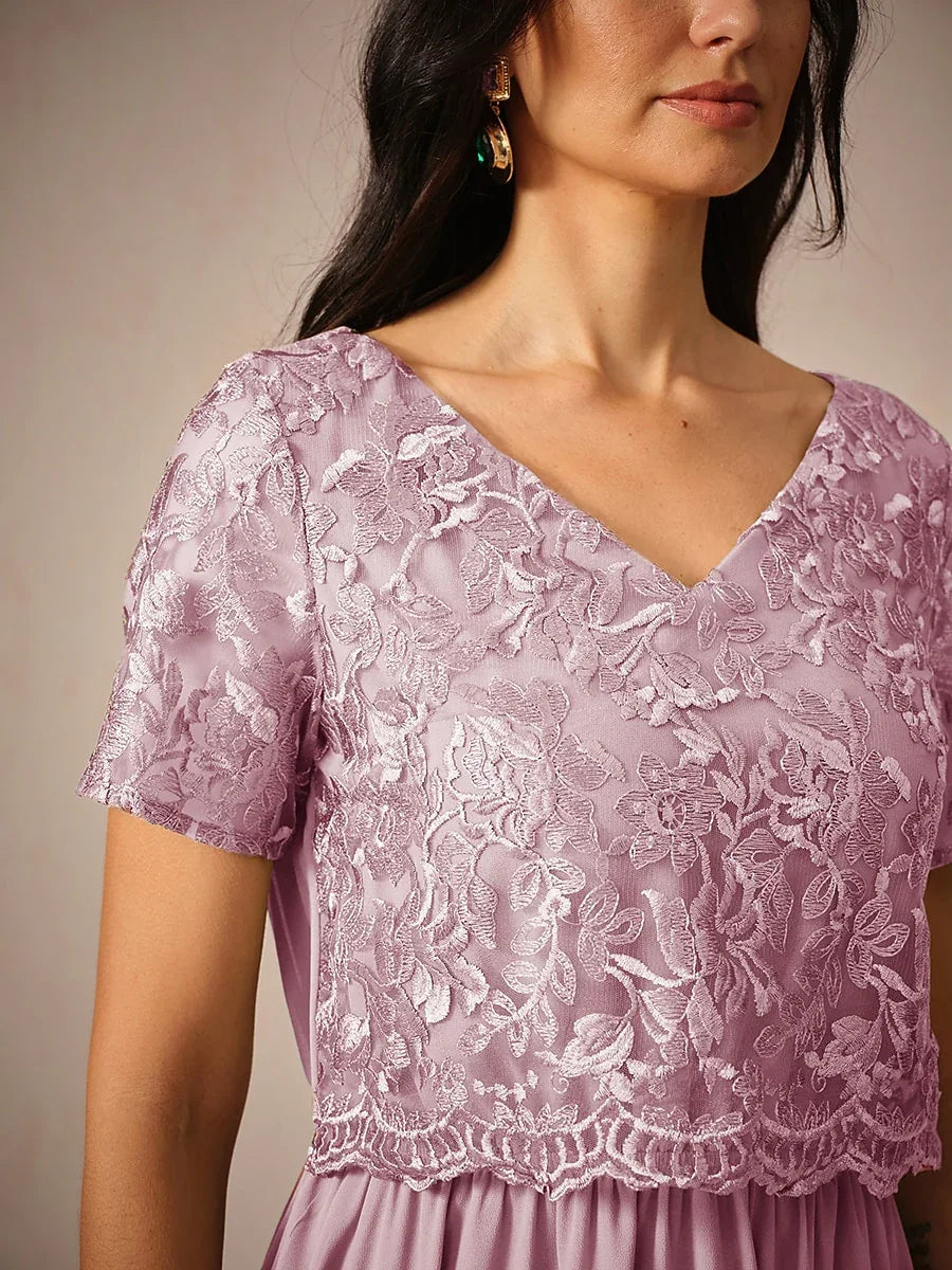 Contrast Lace Satin Midi Dress