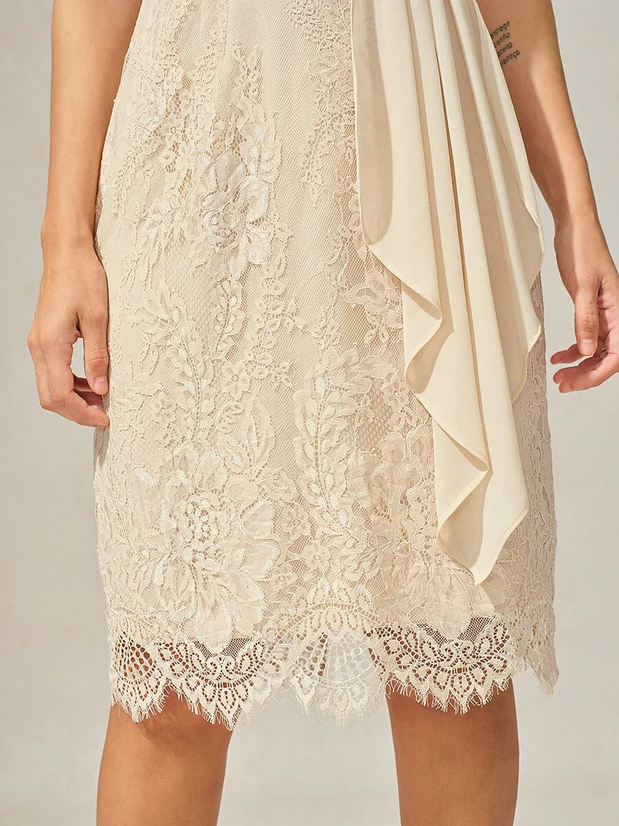 Lace Trim Chiffon Dress